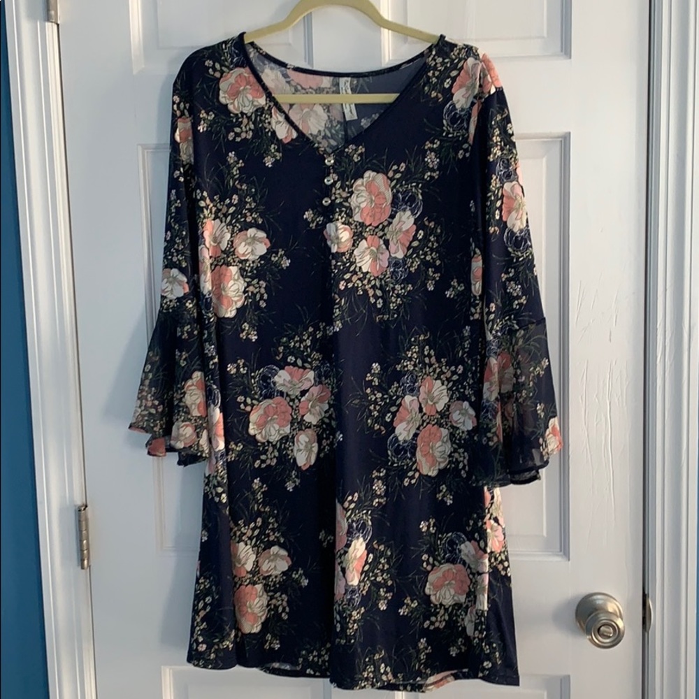 Floral and navy dress